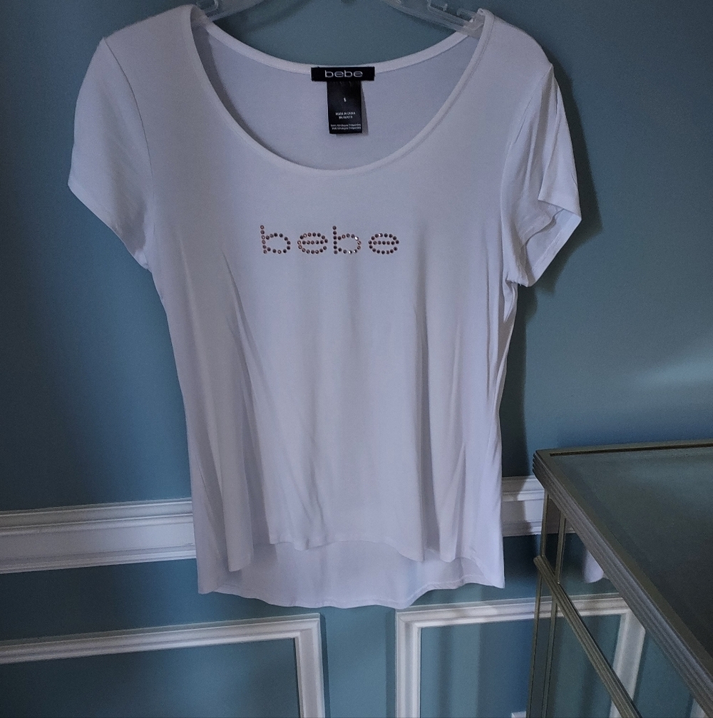 Bebe White Short Sleeve Tee